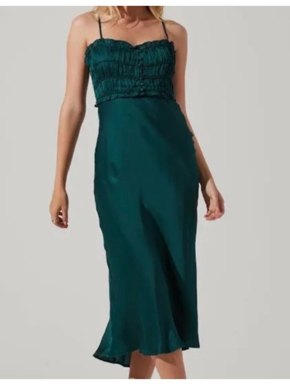 Astr the Label Zola Midi Sheath Dress Green Size Medium